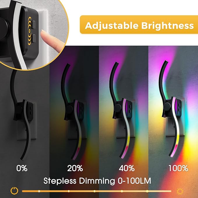 L LOHAS LED Night Light, Night Lights Plug into Wall, Modern Nightlight with Dusk to Dawn Sensor, 3000K & RBG Dimmable Wave Plug in Night Light, for Bedroom Bathroom Hallway