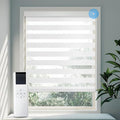 COOLWINDS Motorized Zebra Blinds for Windows Cordless Electric Curtains with Remote Control Blackout Shades Custom Smart Blinds Compatible with Alexa Google Home(Light Filtering White,W46 X 72in)