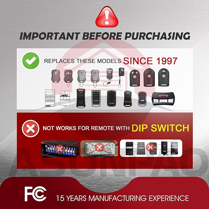 2 for Genie Garage Door Opener Remote G3T-A G3T-R G3T-BX Intellicode【10-Years-Warranty】