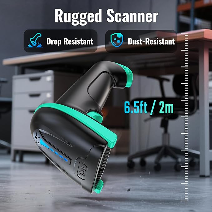 Tera Barcode Scanner 1D Wireless with Battery Level Indicator Versatile 2-in-1 (2.4Ghz Wireless+USB 2.0 Wired) 328 Feet Transmission Distance Rechargeable Barcode Reader USB Handheld Bar Code Scanner