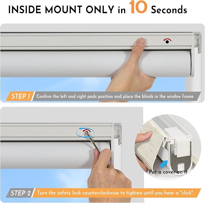 Persilux Smart Motorized Blinds with Remote, No Drill Automatic Roller Shades for Indoor Windows, Blackout Linen Fabric, Electric Blinds for Windows, Weave Mat C162BO-2, Custom Size