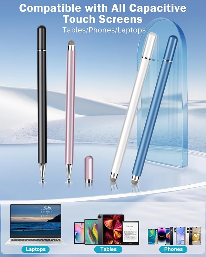 Stylus Pens for Touch Screens, 4 Pcs High Precision Disc Stylus with Magnetic Cap, 2 in 1 Stylus Pen Compatible with iPhone, iPad Pro, Mini, Air and Samsung Tablets