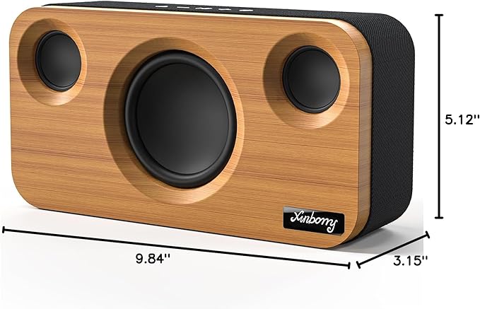 Xinborry Bluetooth Speaker with Deep Bass, 40W(Peak) Wireless Portable Speaker with AUX, TF Card, Stereo Sound Wood Home Audio Sync up to 100 Bluetooth 5.3 Speakers for Home Party, Outdoor Camping