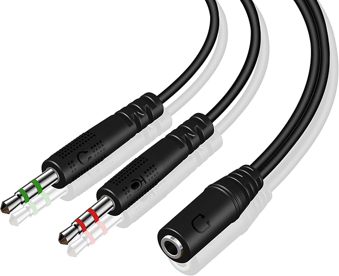 Weatwo 3.5mm Headphone Splitter for PC TRRS Female to TRS Dual Male Jack Y Splitter Aux Cable Headset Audio Adapter Cord for Gaming Headset Headphone Earphone to Dual-Jack PC Desktop Computer Laptop
