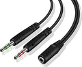 Weatwo 3.5mm Headphone Splitter for PC TRRS Female to TRS Dual Male Jack Y Splitter Aux Cable Headset Audio Adapter Cord for Gaming Headset Headphone Earphone to Dual-Jack PC Desktop Computer Laptop