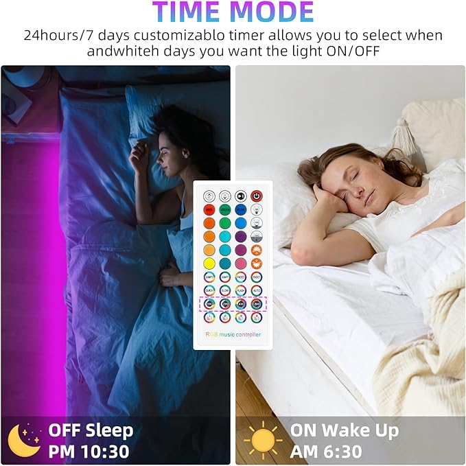 Taoellen Smart Bluetooth LED Controller,RGB Music LED Strip Lights Controller,4-PIN IR Remote Control 40-Keys for 5-24V SMD 5050 3528 RGB LED Strips