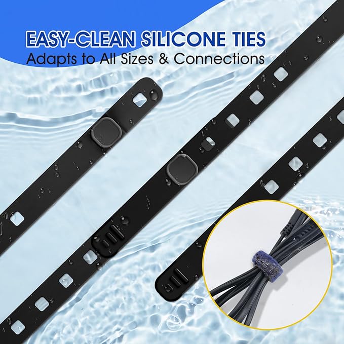 AROIC Reusable Silicone Cable Ties, 45Pcs Adjustable Travel Cord Organizer, Washable Cable Management with Adjustable Locking Buckle, Multicolor Elastic Cord Holder Organization Home Office Essentials