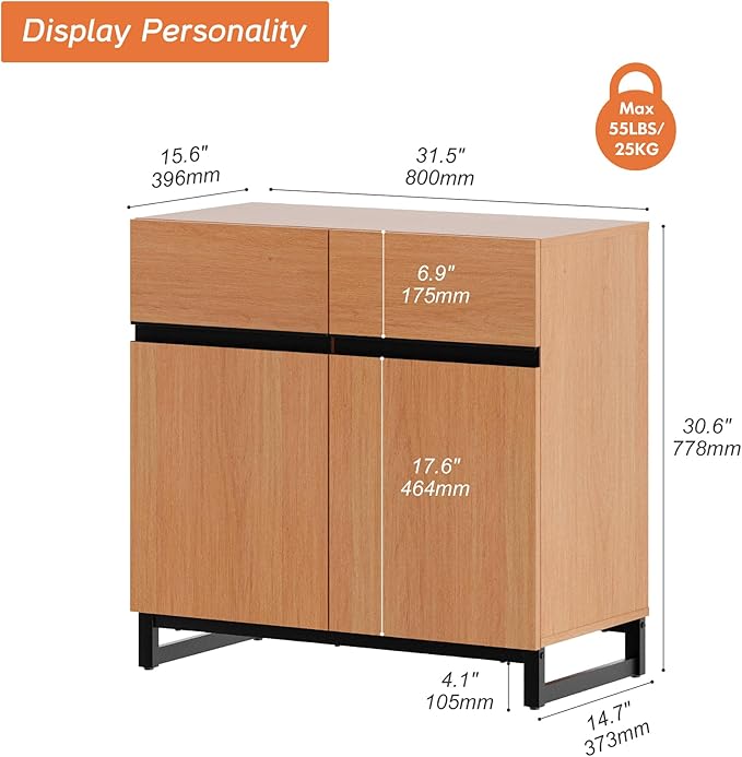 WAMPAT Modern TV Stand for TVs up to 40 inch, Entertainment Center TV Console with Adjustable Shelve and Metal Base for Living Room,Bedroom, Mocha