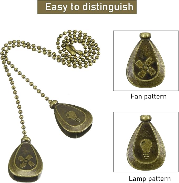 4 Pieces Ceiling Fan Pull Chain Extender Ornament 12 Inch Ceiling Pull Chain Extension Classic Drop Shaped Pendant Beaded Ball Cord for Fan Light lamp Decorative with Connector(Cinnamon)