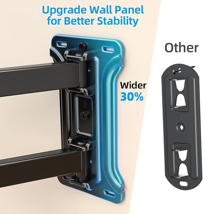 HCMOUNTING Pre-Assembled Corner TV Wall Mount for 32-80" TVs, Full Motion with Smooth Gliding Extension, 30" Long Arm, Single Stud Installation Holds 100lbs, Max VESA 600x400mm