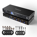TESmart 4K@144Hz Displayport+HDMI KVM Switch 2 Monitors 4 Computers, HDMI 2.1 & DP 1.4 KVM Switch Dual Monitor 8K@60Hz, Support EDID, Gigabit Network, Hotkey Switch, VRR, All Input Cables