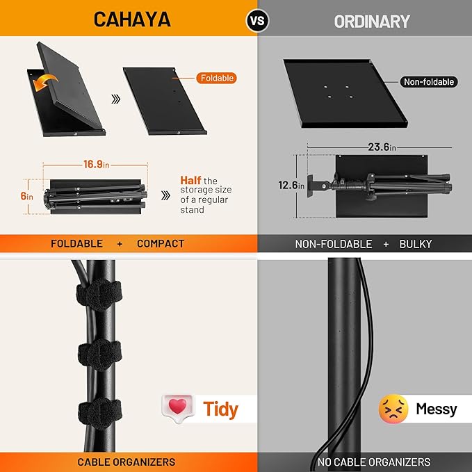 CAHAYA Projector Stand Tripod Foldable: 18.9 to 41 Inch Height Adjustable Projector Tripod Stand 180° Rotatable Thickened Base Multipurpose Laptop Stand Panel Collapsible for Outdoor Office Home Stage