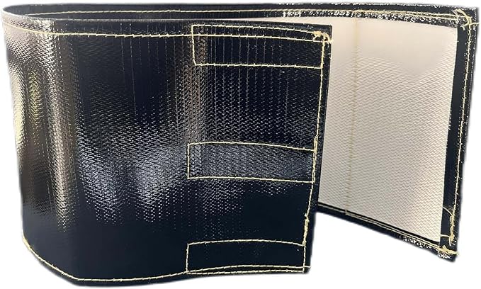 Xinhan (Silver,Black) Aluminum and Fiberglasss Heat Shielding Universal Starter Heat Shield 7 X 24in and 5.5 x 17in Wrap Self Attaching (Black, 7IN x 24IN)