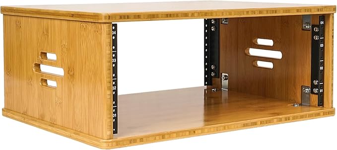 Sound Town DIY 4U Solid Bamboo Studio Rack w/ 14.2" Depth, Ventilation for Recording Room, PA/DJ Pro Audio, Home Audio (STBR-4U)