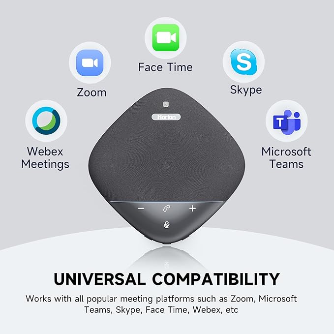 HORION Conference Speaker with Microphone, Wireless Bluetooth Speakerphone for Office Meeting Computer PC, w/8 Mics, 20ft Voice Pickup, 8H Call Time, AI Noise Cancelling, Portable with Zoom/Teams