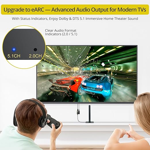 PROZOR eARC/ARC to Optical Audio Extractor, Enhanced eARC Audio Converter Supports Dolby/DTS 5.1, 192KHz HDMI eARC/ARC to Optical Toslink Adapter for TV to Soundbar Amplifier Home Theater