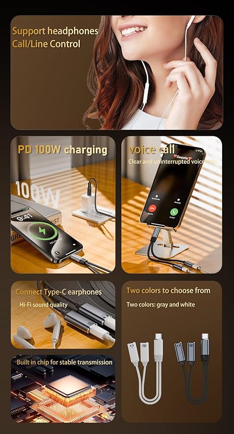 Mizi Headphone Splitter 3.5mm Stereo to Dual 3.5mm Female Jack Audio, Extension Cable Y Splitter Compatible with iPhone Samsung iPad Tablet Laptop - Grey
