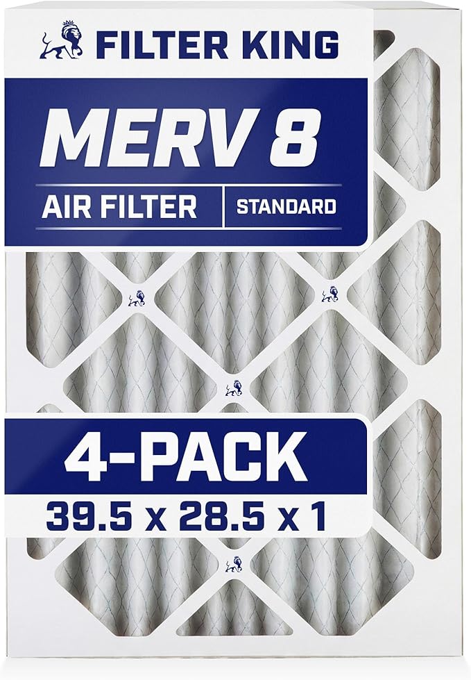 Filter King 39.5x28.5x1 Air Filter | 4-PACK | MERV 8 HVAC Pleated A/C Furnace Filters | MADE IN USA | Actual Size: 39.5 x 28.5 x .75"