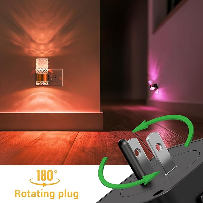 L LOHAS LED Night Light, Night Lights Plug into Wall, 10-Color RGB Change Nightlights,10/50/100LM Adjustable Automatic Nightlights Plug in with Dusk to Dawn Sensor for Room Bathroom Hallway