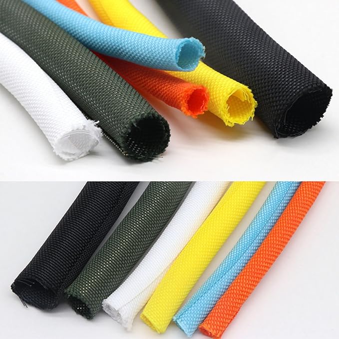 HOLED 3/16 inch Split Braided Cable Management Sleeve for USB Cable Power Cord Audio Video Cable, Wire Loom Cord Protector from Cat Dog Chewing (Yellow, 10FT)