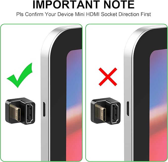 AGVEE 2 Pack (Long Side Inward) 180 Degree Angled Mini HDMI Male to HDMI Female Adapter, U-Shaped 4K@60HZ Converter Coupler Connector Extender for Portable Display Monitor Accessories, Black