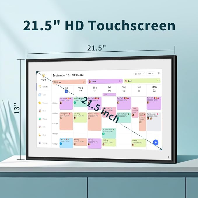 Canupdog 21.5 Inch Digital Calendar, WiFi Smart Electronic Calendar & Chore Chart, 1920x1080P IPS Touch Screen HD Display for Family Schedules, Streamline Household Organization, Christmas Gifts for Women Mom