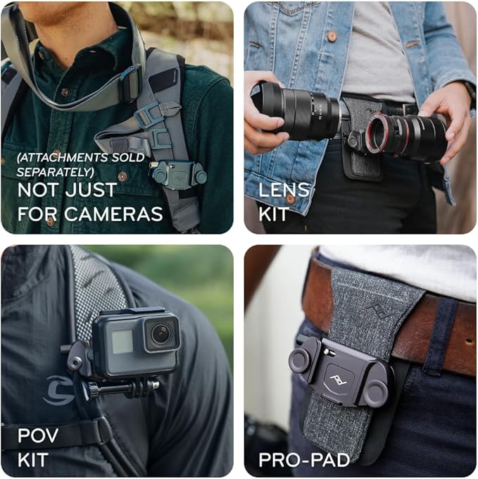 Peak Design Capture Camera Clip V3, Eclipse with Plate, Holds DSLR, Compact and Point and Shoot Bodies, Secure, Stable and Accessible, Attaches to Straps and Belts, Quick Release, 200 lb Capacity
