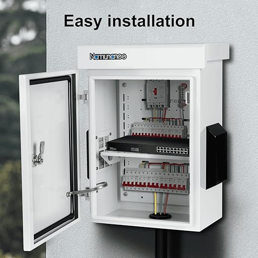 Outdoor Electrical Box, Cold-Rolled Steel Plate, Aluminum Alloy Back Beam, One-Piece Ventilation Design, IP65 Waterproof, Wall/Pole Mounted (17.8" x 13.8" x 8")