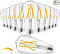 Hizashi Vintage LED Edison Bulb Dimmable, 6W Equivalent 60W, 2700k Warm White, E26 Base Led Light Bulbs, 700LM, High CRI 95+ Eye Protection, Clear Glass, Pack of 12