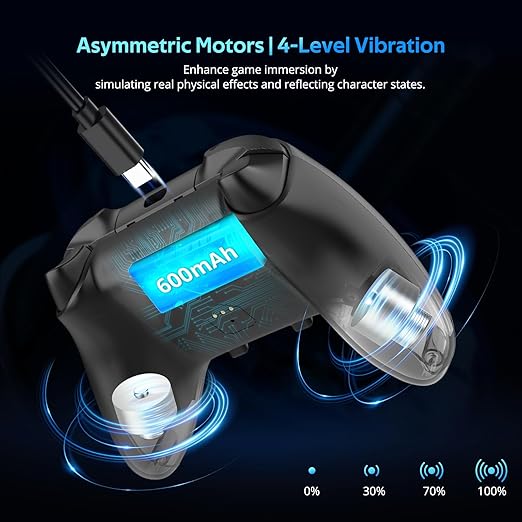C8 PC Controller - Wireless Bluetooth Gamepad - Hall Effect Joystick RGB Backlit - 1000Hz Polling Rate -Dual Vibrate Macro Buttons for PC, Switch, Switch 2, Steam Deck, Android, iOS, MAC &Tesla Charging Dock