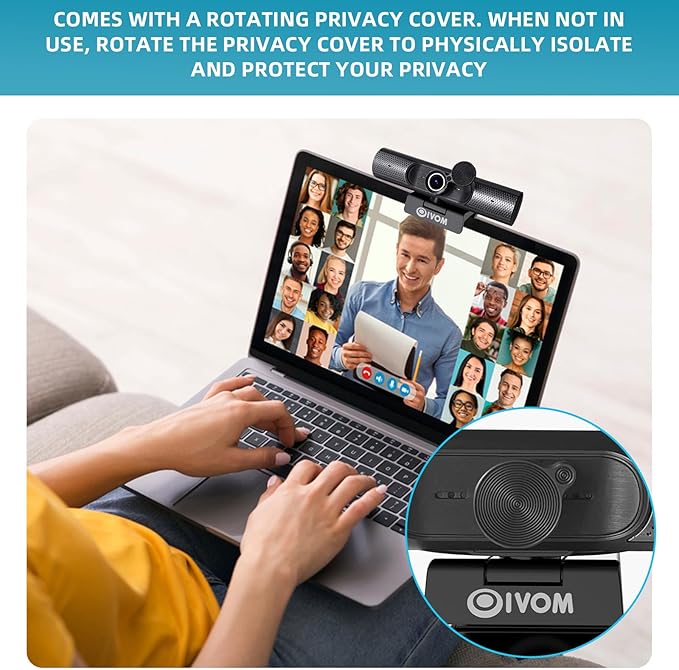 Oivom Webcam with Microphone and Speaker, 1080P Web Camera for Desktop Computer Laptop, USB Camera with Physical Privacy Cover,Plug and Play, Streaming Webcam, Wide Angle PC Cam (1080p mic Speaker)
