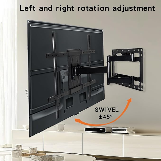 DYZJREL Full Motion TV Wall Mount for 32-75 Inch TVs, VESA Compatible, 150 lbs Weight Capacity, Adjustable Tilt & Swivel, Easy Centering & Quick Installation
