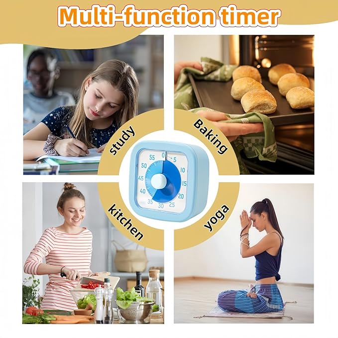 Visual Timer for Kids Timer Home - 60 Minute Kids Visual Timer for Classroom Home Office, Countdown Clock for Teaching Work Meeting, Pomodoro Timer for Time Management (Sky Blue)