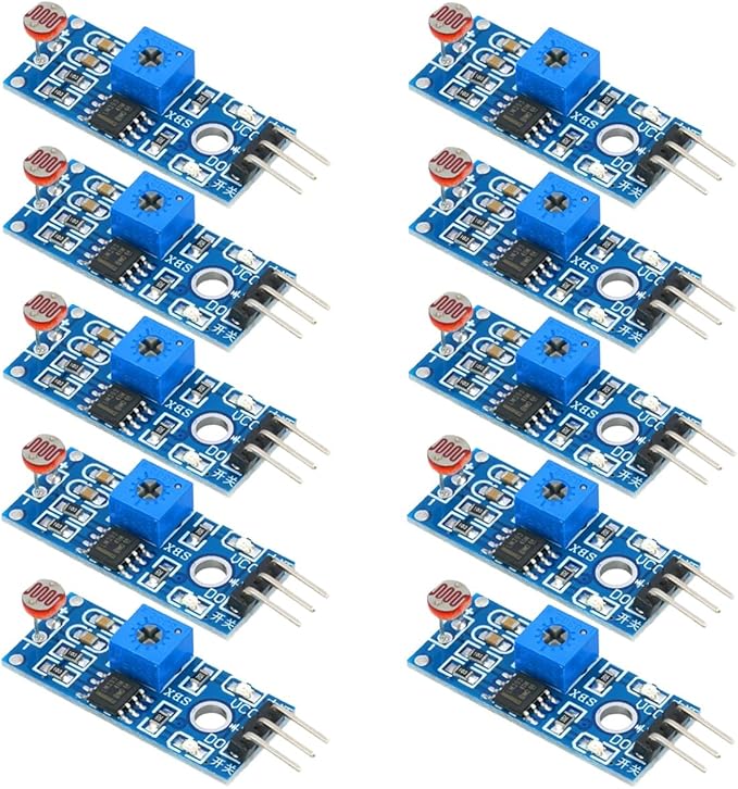 Gebildet 10pcs LDR Photosensitive Sensor Module 3 Pins 5MM Light Dependent Resistor Sensor Module Digital Light Detection LM393