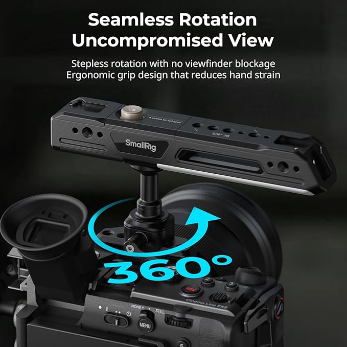 SMALLRIG Camera Cage Kit for Sony FX2, HawkLock Quick Release Cage with Top Handle, Wrist Strap and Cable Clamp for HDMI,Built in NATO Rail/QR Plate for Arca, Compatible with Original XLR Handle