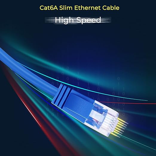 Rapink Patch Cables Cat6a 0.5ft (50 Pack) Slim, Cat6a Ethernet Patch Cable 10G Support, Snagless Cat 6 Patch Cable for Patch Panel to Switch, Flexiable Cat 6a Ethernet Cable with Gold Plated