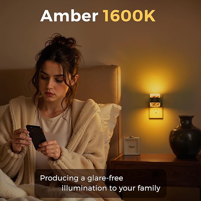 L LOHAS LED Night Light, Bubble Night Lights Plug into Wall, Acrylic Night Lights with Dusk-to-Dawn Sensor,Dimmable Amber Pulg in Nightlights for Rooms Bathroom Hallway