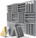 ZELMINE Upgrade 12 pack Self-adhesive Sound Proof Foam Panels,12" X 12" X 2" Acoustic Panels with High Density,Decorative Soundproof Wall Panels Studio Sound Absorbing Foam for Wall and Ceiling(Gray)
