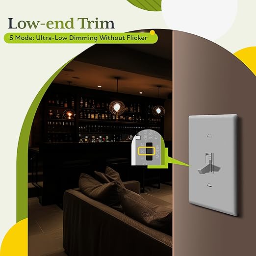 TG Toggle Dimmer Switch for LED, CFL, Incandescent Bulbs, Single-Pole or 3-Way, 2-Wire, No Neutral Required, Quiet Glide, UL-Listed, Wall Plate Included, White, 6-Pack