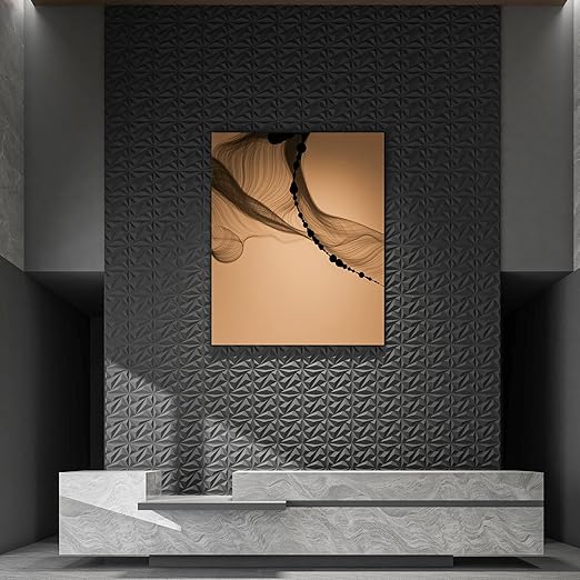 Art3dwallpanels 50 Pack 3D Wall Panel Diamond for Interior Wall Décor, PVC Flower Textured Wall Panels for Living Room Lobby Bedroom Hotel Office, Black, 12''x12''