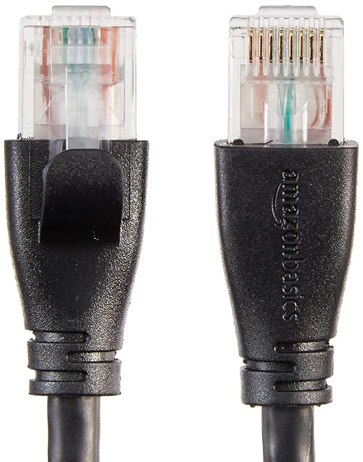 Amazon Basics RJ45 Cat 6 Ethernet Patch Cable, 1Gpbs Transfer Speed, Gold-Plated Connectors, 10 Foot - Pack of 5, Black