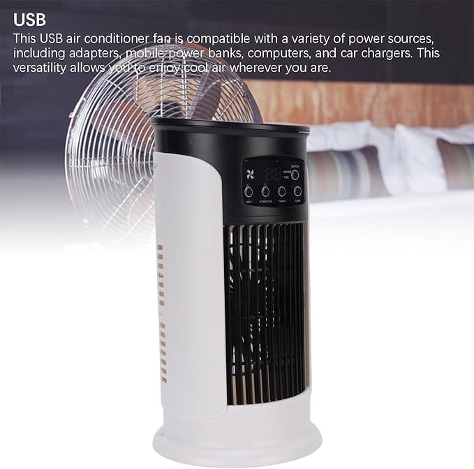 JTLB Portable Air Conditioner Fan Quiet 3 in 1 with 6 Fan Speeds Evaporative Air Cooler for Desktop, USB, 8H Timer, Cooling, Humidification,