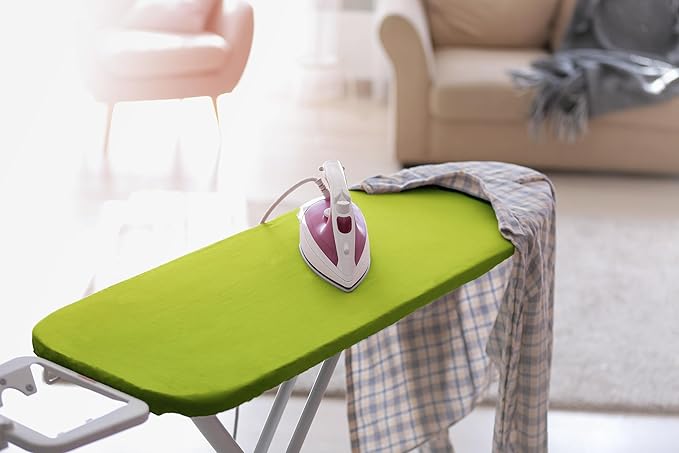 Encasa XO Ironing Board Cover and Pad 54"x15" - 4mm Felt Large Iron Board Cover with Padding - Heat Resistant, Stain-Safe Dye, Non Slip Elastic Bungee Cord Tightening Iron Table Cover Lime Green