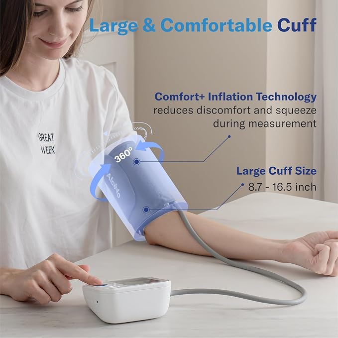Alcedo Blood Pressure Monitor for Home Use, Automatic Digital BP Machine with Large Cuff for Upper Arm (Backlit Large Screen)