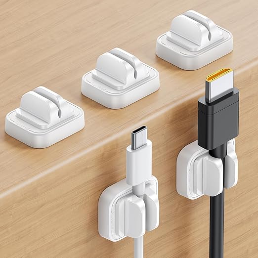 5Pack [Spring Fixed] Cord Holder Clips, Desk Organizer Accessories- Lamicall Cable Holder Mother's Day for Mother, Cable Management, Workspace Organizer & Accessories, Wire Clips for Nightstand