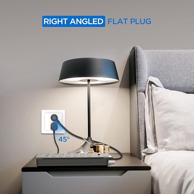 Witeem Surge Protector Power Strip - 12 Outlets, 4 USB 3.4A Ports, 6Ft Extension Cord, 1875W/15A, 4360Joules, Wall Mountable, Overload Protection - Ideal for Home & Office Use (Black-3.4A)
