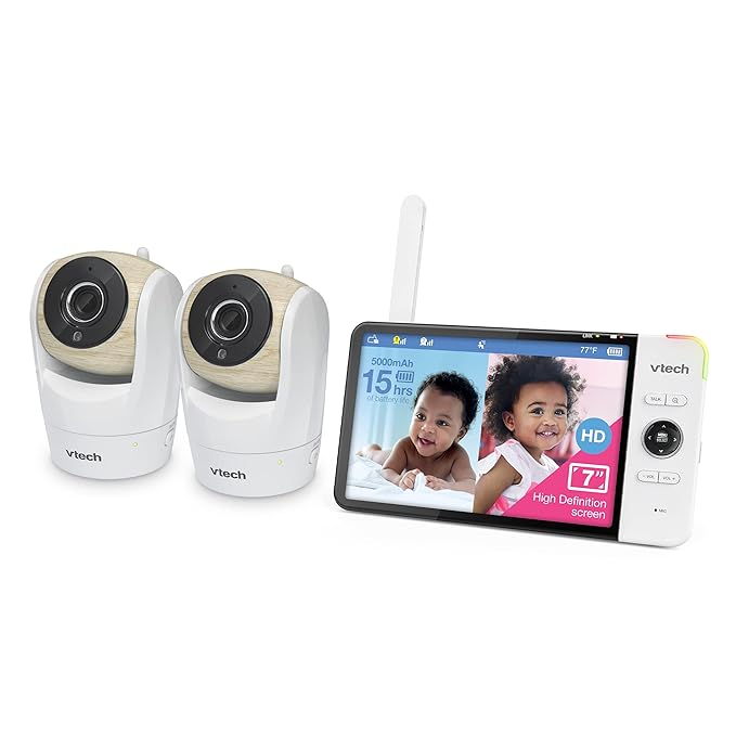 VTech VM919HD (Upgraded) Video Monitor with 7'' 720p Screen,360 Panoramic Viewing, 110 Wide-Angle View,Night Vision, Up to 1000ft Range, Secured Transmission No WiFi