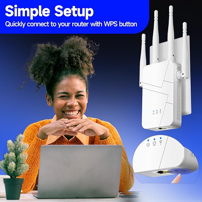 2026 WiFi Extender Signal Booster for Home, 15000sq.ft Wireless Internet Repeater, Long Range WiFi Booster and Signal Amplifier w/Ethernet Port, WiFi Router Extender Support 99% Devices, 1-Tap Setup