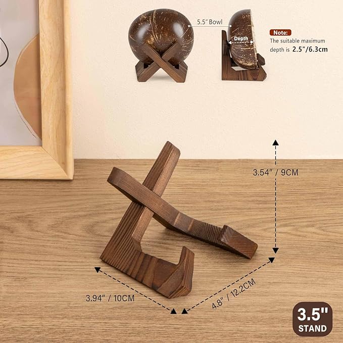 ANBOXIT Bowl Stands for Display, 3.5 Inch Plate Holder, Wooden Easel Frame Holder, Display Stand for Large Deep Platters and Dishes, 3.5" H x 4.8" W x 4" D (For Bowls under 2.5" in Depth)
