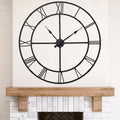 Ohweog Extra Large 40 Inch Wall Clock for Living Room Decor – Silent Non-Ticking Modern Farmhouse Wall Clock, Oversized Decorative Metal Roman Numeral Clock, Black